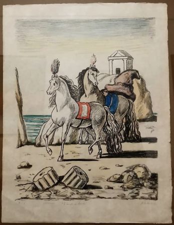 Lithograph De Chirico - I cavalli di Achille.