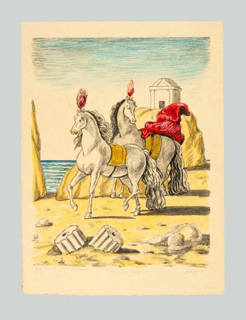 Lithograph De Chirico - I cavalli di Achille