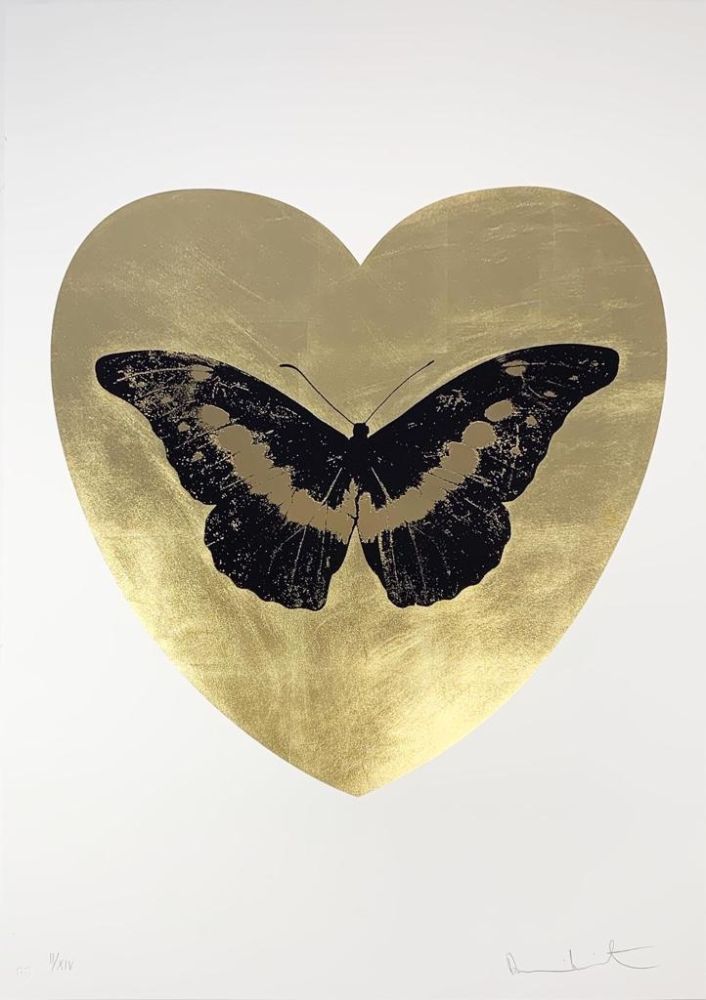 Screenprint Hirst - I Love You - Gold Leaf/ Black/ Cool Gold
