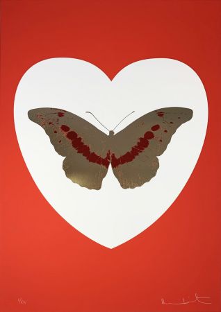 Screenprint Hirst - I Love You - White/Red/Cool Gold/Poppy Red