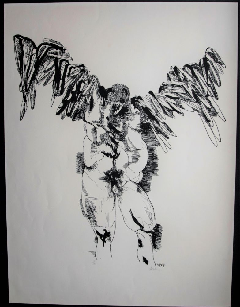 Lithograph Baskin - Icarus