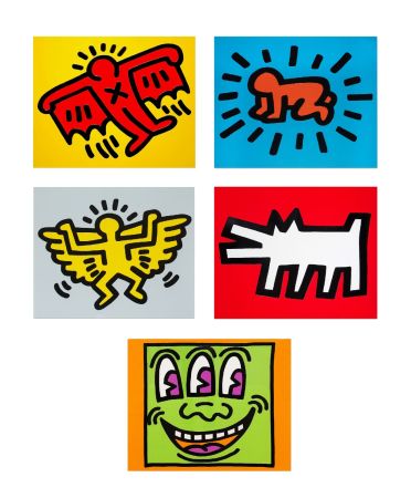 Screenprint Haring - ICONS (COLOR) (Complete Set of 5), 1990