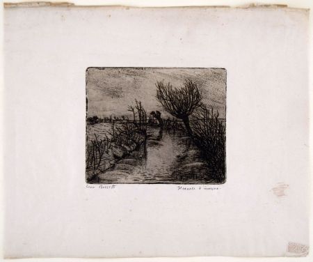 Etching Bozzetti - IL CANALE D'INVERNO (The canal in winter) 