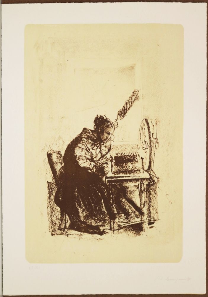 Lithograph Annigoni - Il filatoio