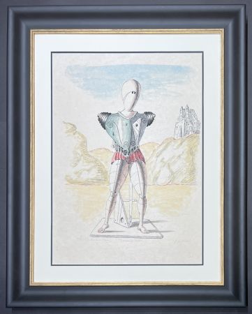 Lithograph De Chirico - Il risveglio del Trovatore (hand-colored by artist )