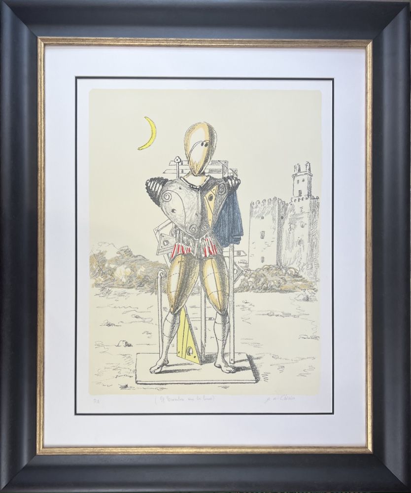 Lithograph De Chirico - Il Trovatore con la luna