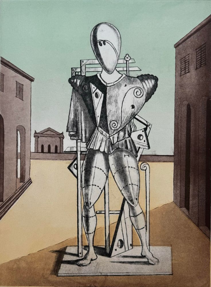 Engraving De Chirico - Il trovatore nella piazza