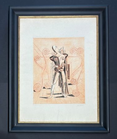 Lithograph De Chirico - Il trovatore nella stanza del mistero ( unique proof )