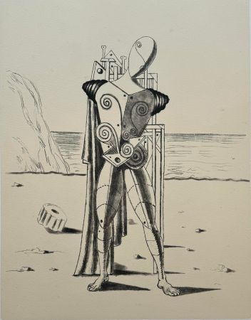 Engraving De Chirico - Il trovatore sulla spiaggia