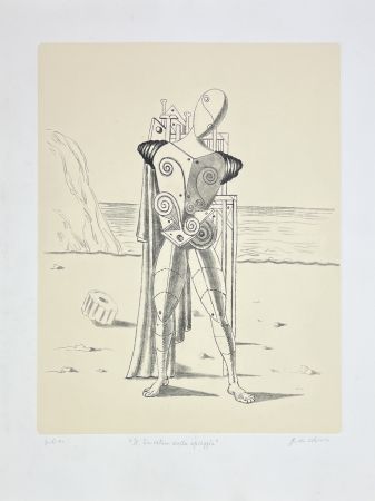 Etching De Chirico - Il trovatore sulla spiaggia 