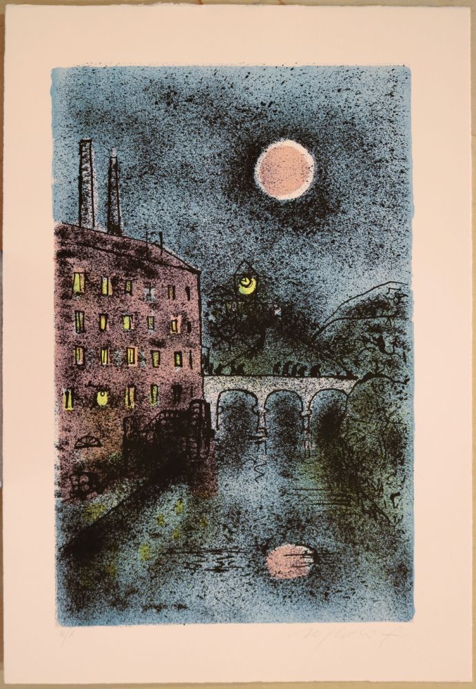 Lithograph Rognoni - Il turno di notte