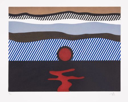 Etching And Aquatint Lichtenstein - Illustration for 'De Nouveau au-dessus de Denver