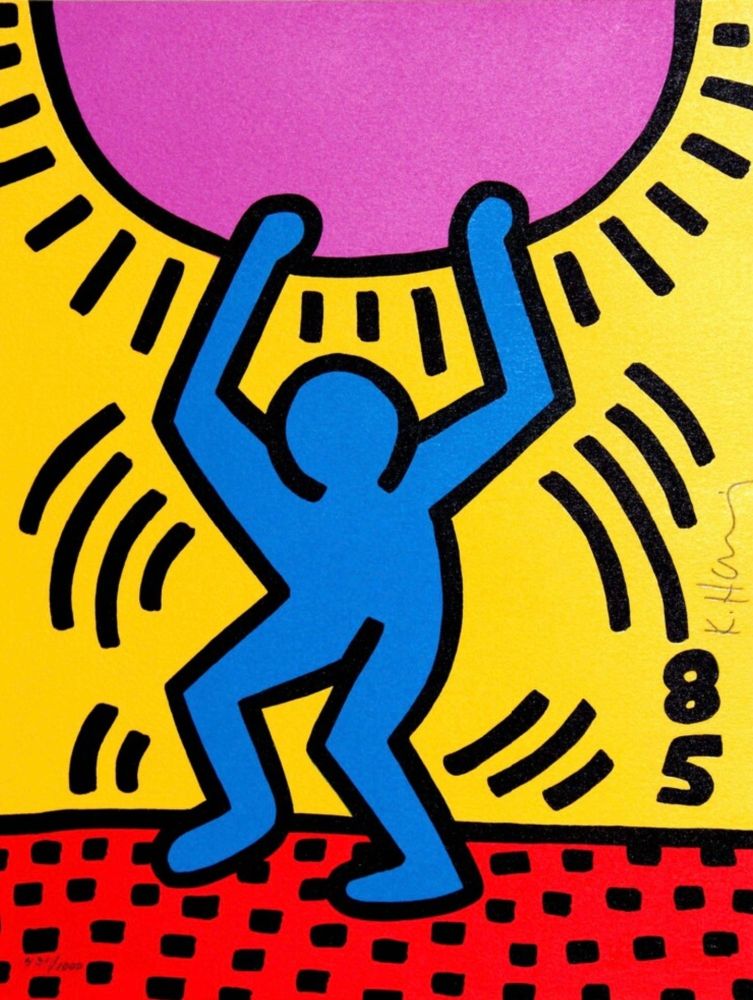 Lithograph Haring - International Youth Year