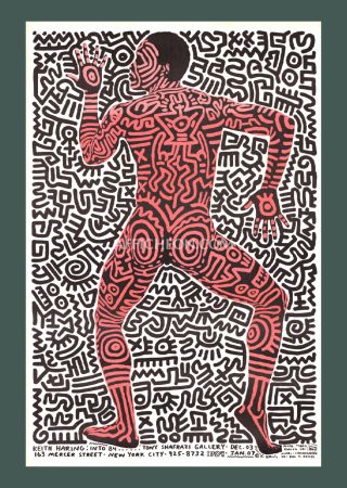 Lithograph Haring - 'Into 84' 1983 Offset-lithograph