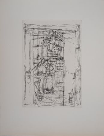 Etching Giacometti - Intérieur au poêle