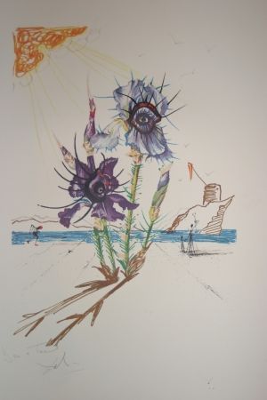 Lithograph Dali - Iris of Dalí's Youth (surrealistic flowers)