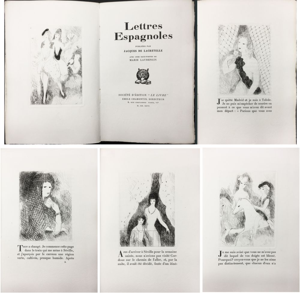 Illustrated Book Laurencin - J. de Lacretelle : LETTRES ESPAGNOLES. Avec 11 eaux-fortes de Marie Laurencin (1926)