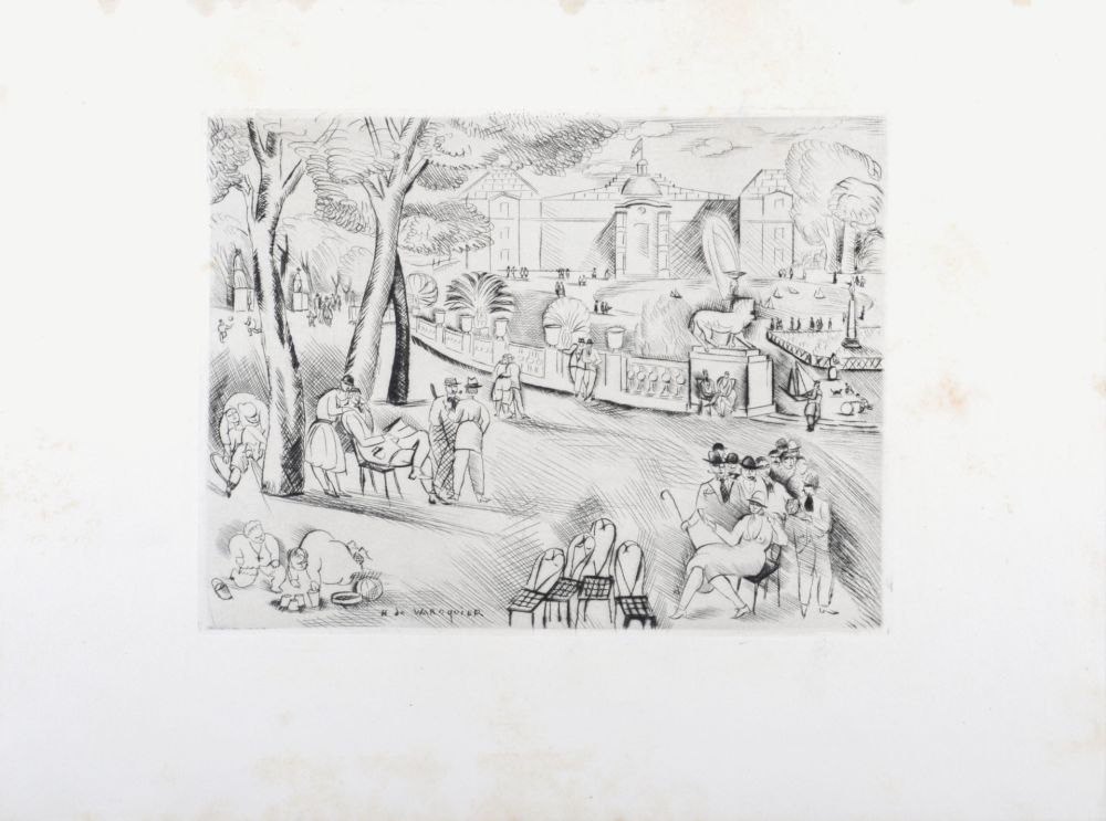 Etching Waroquier - Jardin du Luxembourg