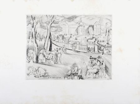 Etching Waroquier - Jardin du Luxembourg