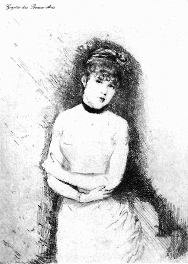 Engraving De Nittis - Jeune femme décolletée