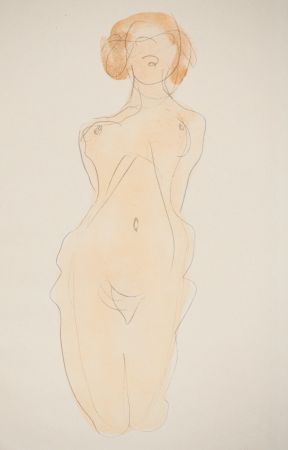 Lithograph Rodin - Jeune femme nue posant