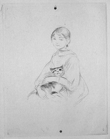 Drypoint Morisot - Jeune fille au chat