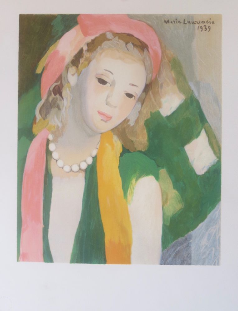 Lithograph Laurencin - Jeune fille pensive