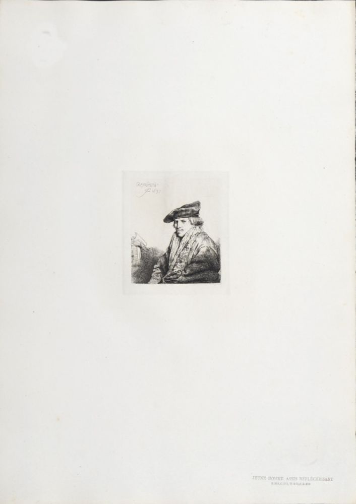 Rotogravure Rembrandt - Jeune Homme assis réfléchissant