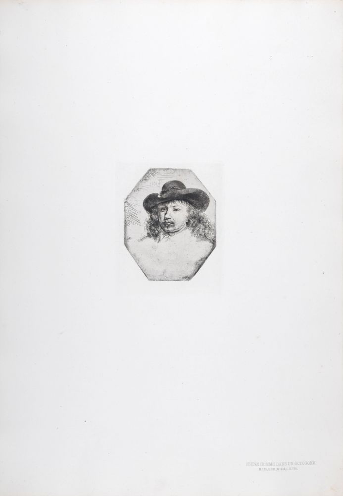 Rotogravure Rembrandt - Jeune homme dans un octogone