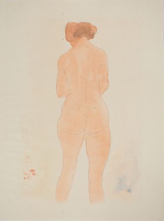 Lithograph Rodin - Jeune modèle vu de dos