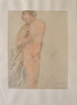 Etching Rodin - Jeune modèle à moitié nu