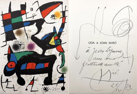 Illustrated Book Miró - Joan Brossa. ODA A JOAN MIRÓ. Lithographie signée et envoi avec dessin (1973)