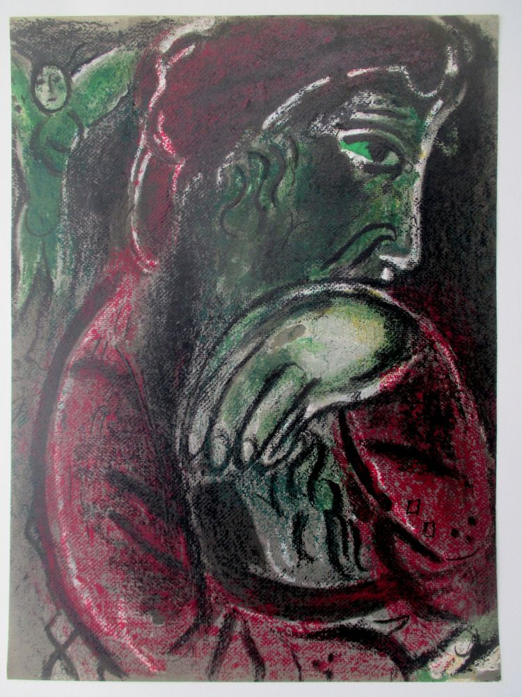 Lithograph Chagall - Job Desespere/ Job in despair