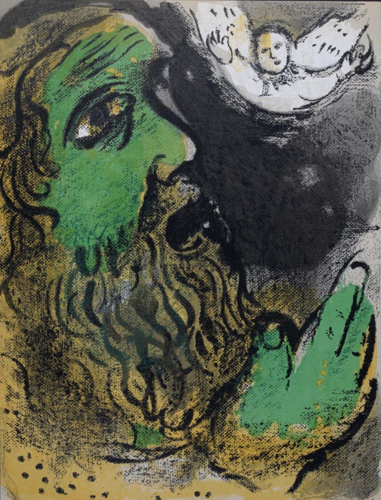 Lithograph Chagall - Job en prière, 1960