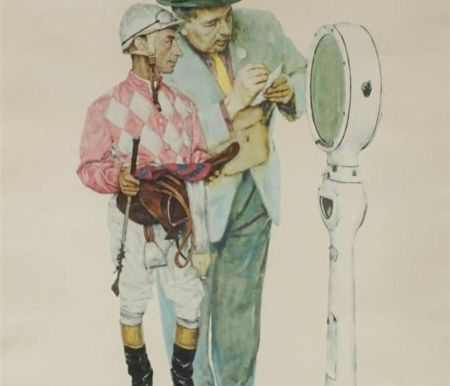 Lithograph Rockwell  - Jockey Weighing In