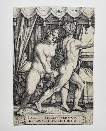 Engraving Beham - Joseph und Potiphars Weib (Joseph and Potiphar's wife)