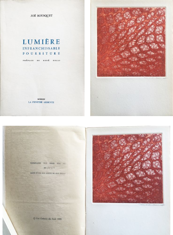 Etching And Aquatint Ernst - Joë Bousquet : LUMIERE INFRANCHISSABLE POURRITURE (1964).