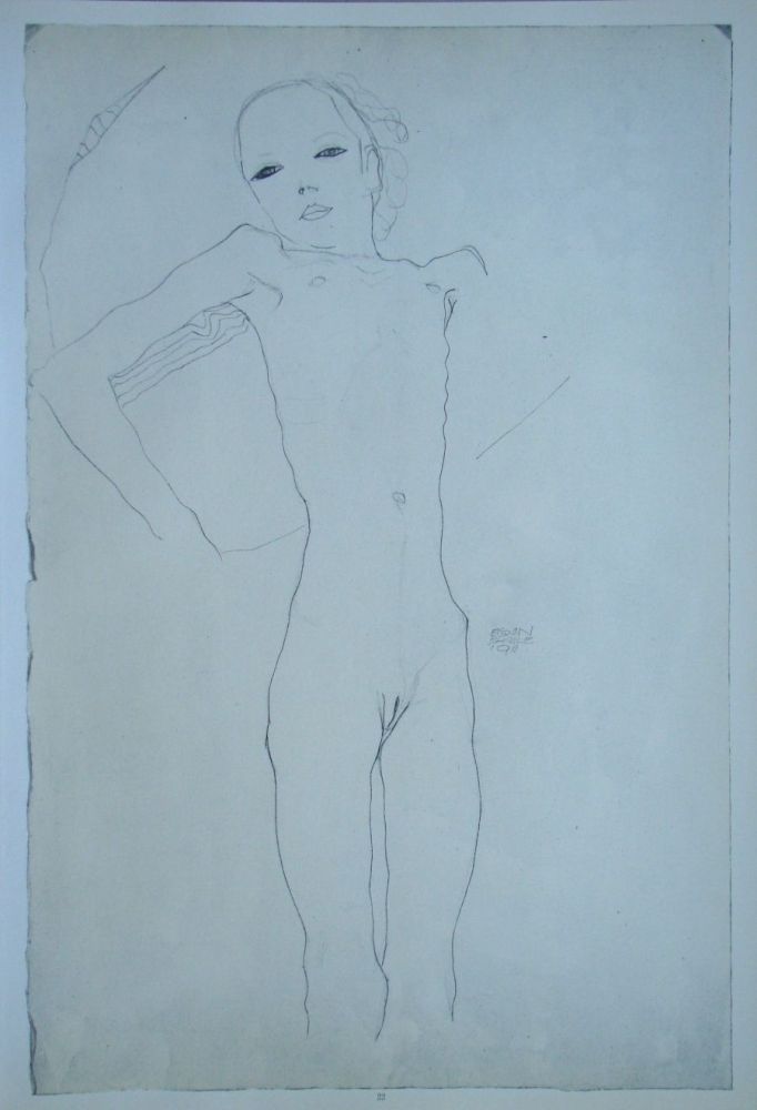 Screenprint Schiele (After) - Junge Frau nackt und liegend