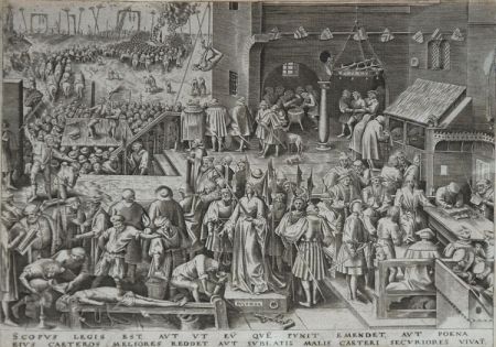 Engraving Brueghel - Justice from The World of Seven Virtues