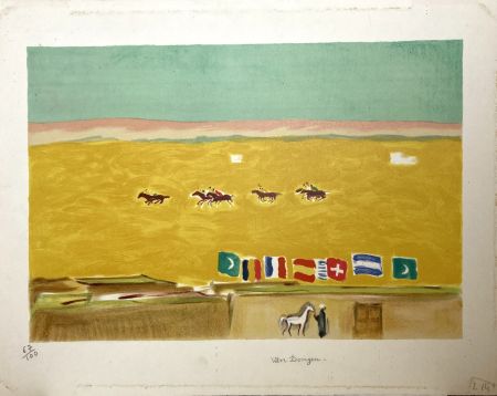 Lithograph Van Dongen - Kees Van Dongen (1877-1968)  Polo à Alexandrie, circa 1950. 