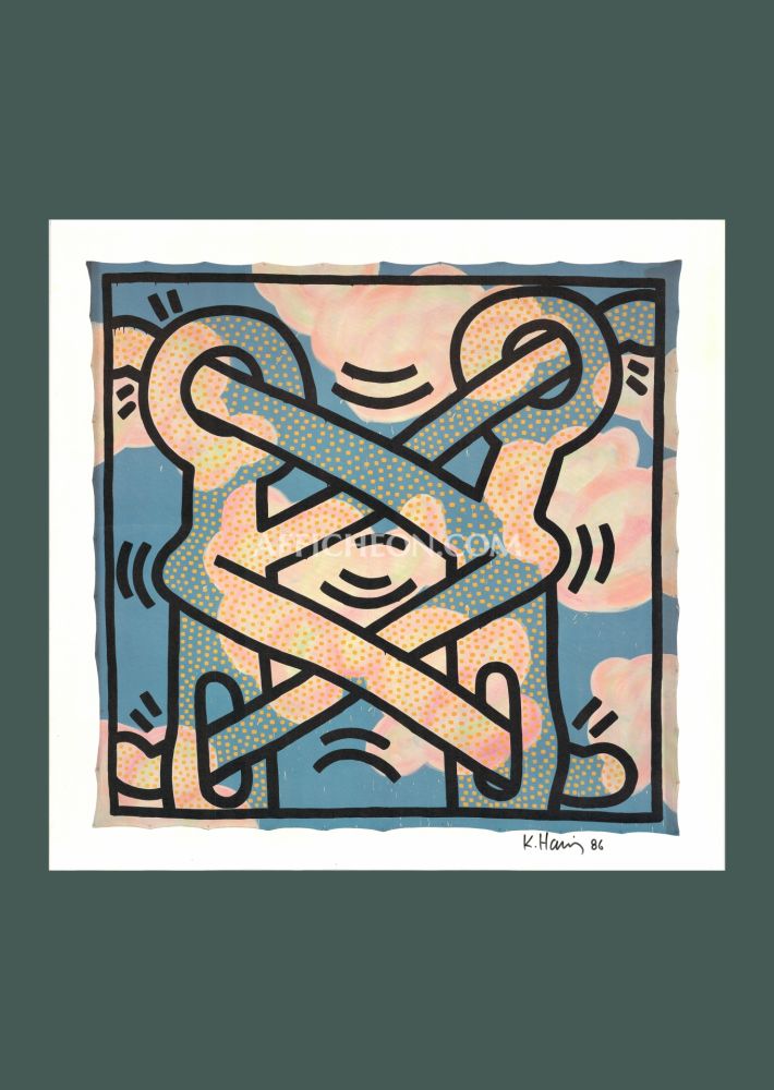 Lithograph Haring - Keith Haring: 'Art Attack on Aids' 1985 Offset-lithograph (Hand-signed)fset-lithograph (Hand-signed)