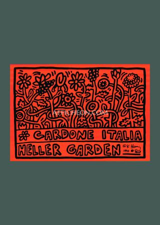 Screenprint Haring - Keith Haring: 'Heller Gardens' 1990 Offset-serigraph