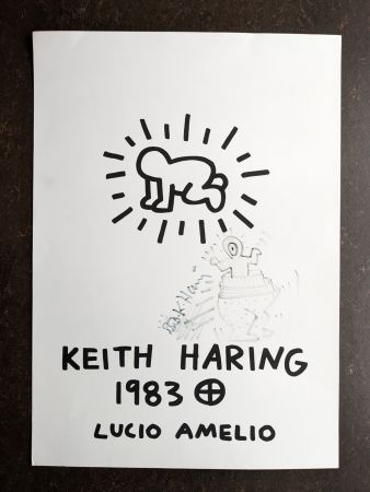 Lithograph Haring - Keith Haring: 'Lucio Amelio' 1983 Offset-lithograph (Hand-signed)