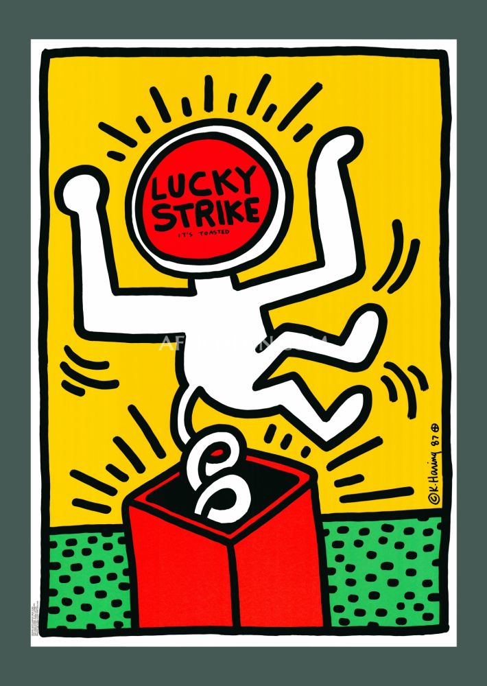 Lithograph Haring - Keith Haring: 'Lucky Strike II' 1987 Offset-lithograph