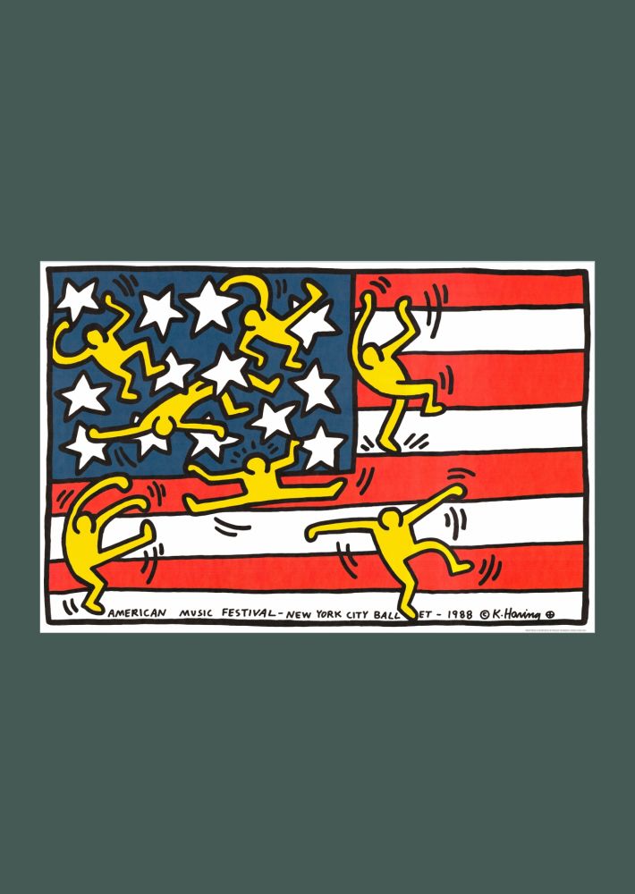 Lithograph Haring - Keith Haring: 'New York City Ballet' 1988 Offset-lithograph