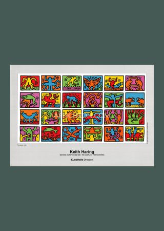 Lithograph Haring - Keith Haring 'Retrospect' Original 1990 Pop Art Poster Print in Excellent Condition with Certificate