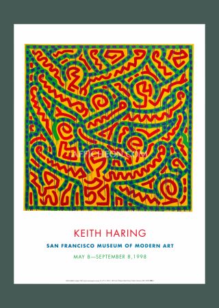Lithograph Haring - Keith Haring 'Untitled (1989)' Original 1998 Pop Art Poster Print in Excellent Condition with Certificate
