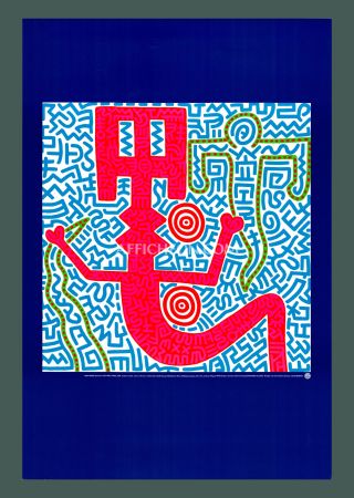 Lithograph Haring - Keith Haring: 'Untitled (Blue)' 1999 Offset-lithograph