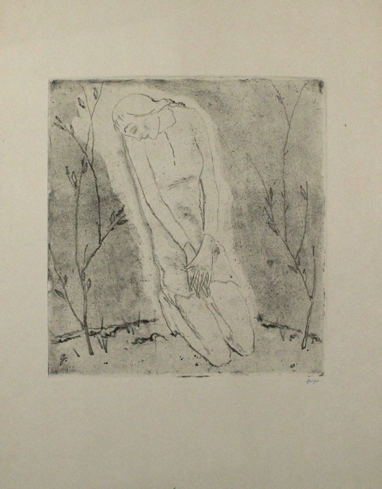 Etching And Aquatint Geiger - Kniende (Grosse Fassung) / Kneeling Woman (Large Version)