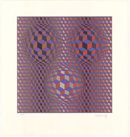 Lithograph Vasarely - Konjunktion